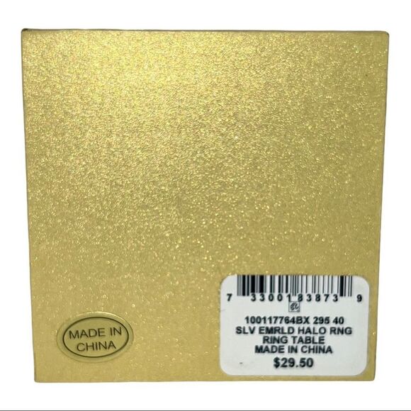 Charter Club Fine Silver Plate Pavé & Round Green Crystal Halo Ring Size 6 New - Picture 6 of 6